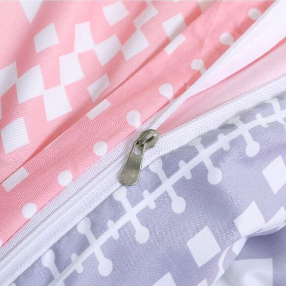 Soft Brushed Microfiber Duvet Cover Set with Zipper Closure and Queen Pink B6 - Picture 6 of 10